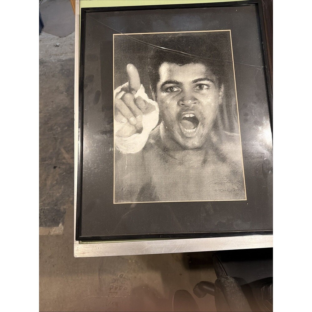 Muhammad Ali Pencil Drawing Print 2021 14"x11 Framed Cassius Clay "The Greatest"